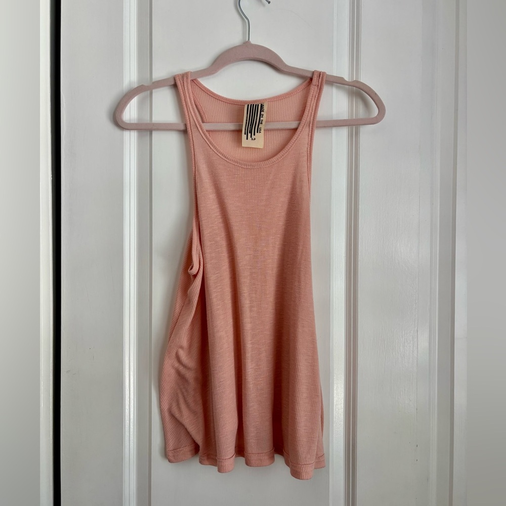 Free People Pink Ribbed Tank Top